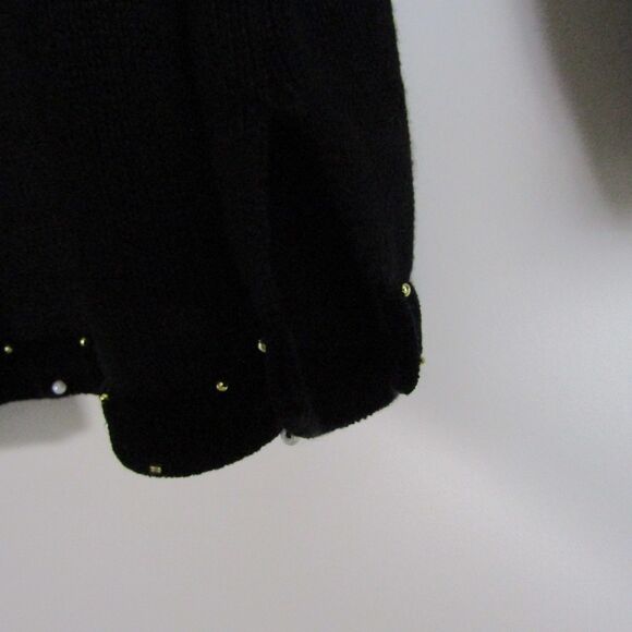 Quaker Factory Women's Sweater Large Black Christmas Beaded Embroidery Holiday - Picture 9 of 13